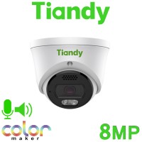 Tiandy TC-C38XQ 8MP PoE 4K Starlight 30M IR & 20M White Light 2.8mm Built-in Mic & Speaker Early Warning Human/Vehicle Classification Turret IP Camera