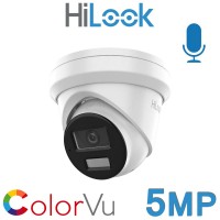 Hikvision HiLook IPC-T259H-MU 5MP 2.8MM Fixed Lens ColorVu 30m White Light 24/7 Colour Audio Microphone IP PoE Network Dome Turret  CCTV Camera