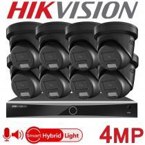 Hikvision 8CH 4K NVR CCTV System 4MP Hybrid ColorVu IP PoE Black Two Way Audio Turret Camera Kit DS-7608NXI-K1/8P DS-7608NXI-K2/8P DS-2CD2347G2H-LISU/SL