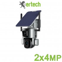 Ertech 4G & Wi-Fi Wireless Solar Camera 4MP Dual Lens 10X Optical Zoom PTZ Solar Panel & Battery