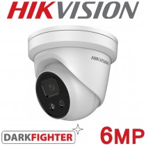Hikvision DS-2CD2366G2-IU(C) 2.8mm AcuSense 6MP DarkFighter 30M IR Microphone Turret IP Security Camera  White