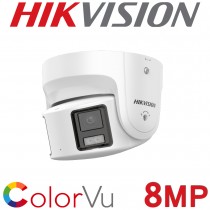 Hikvision DS-2CD2387G2P-LSU/SL(C) 4mm 8MP 4K ColorVu AcuSense Panoramic Strobe Light & Audio Alarm Turret PoE Network Camera