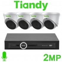 Tiandy 4CH NVR CCTV System 2MP IP PoE Audio Mic IR Turret Camera Kit TC-R3105-I/B/P4/K/V3.0 TC-C32HN I3/E/Y/C/SD/2.8mm/V4.1